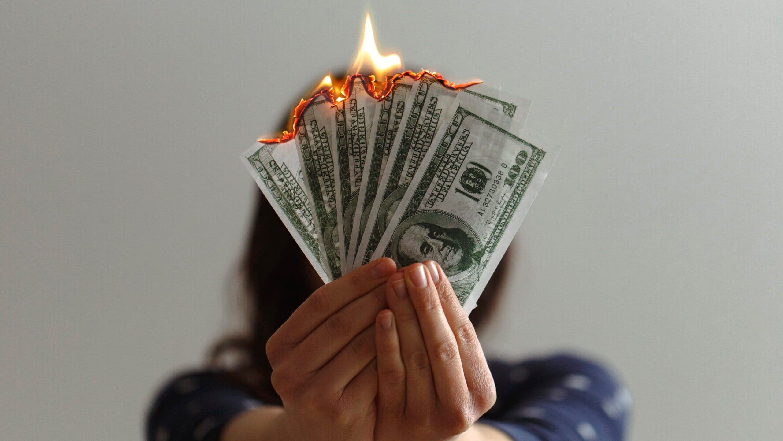 Photo of burning cash