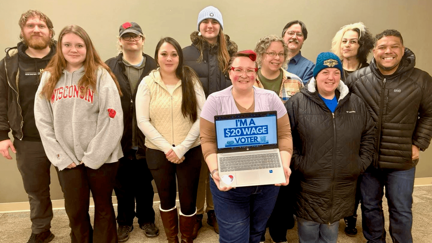 Photo: Citizen Action WI Green Bay organizers advocate for a $20 minimum wage.