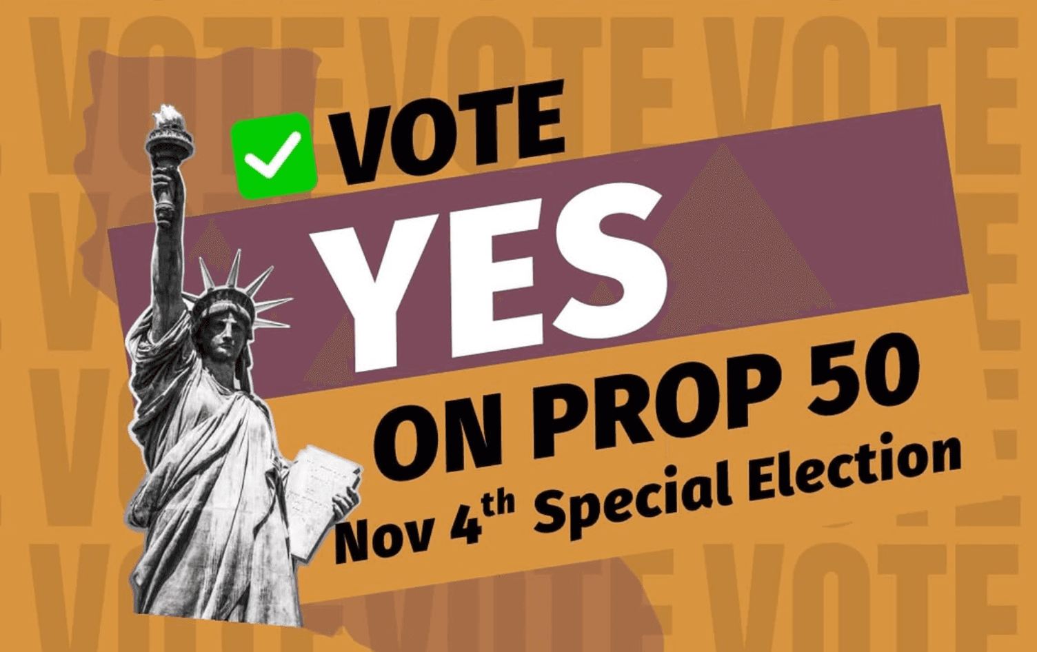 "Vote Yes On Prop 50" Graphic by Inland Empire United