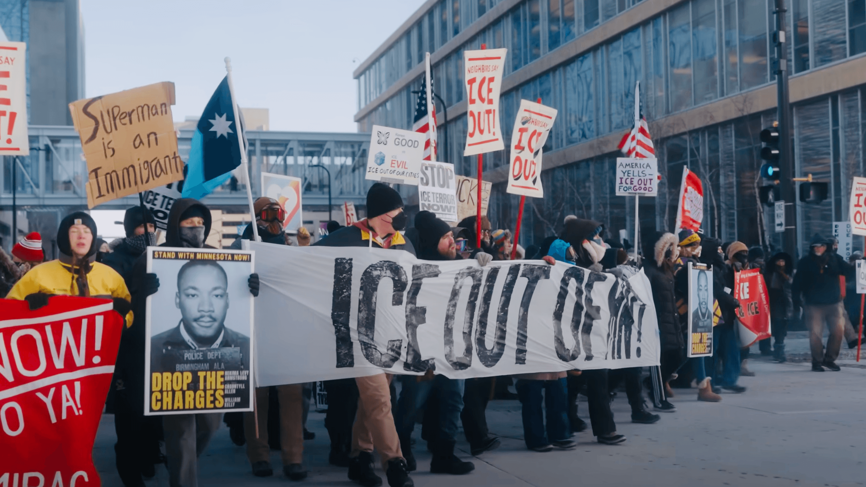Screenshot: A still from  Minnesota Emergency: Organizers vs. ICE (the Inside Story) — a film produced by our 501(c)(4) sibling, Movement Voter Project.