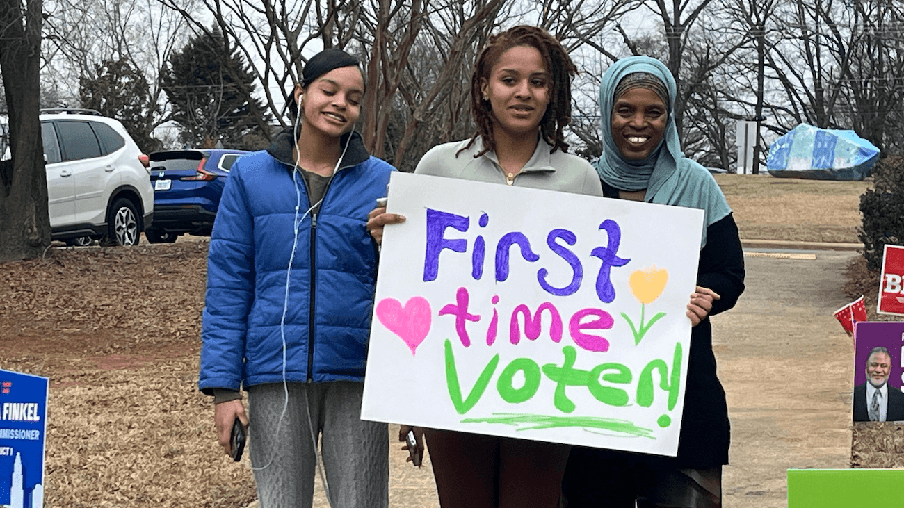 Photo: A first-time North Carolina voter casting a ballot in the primary elections.
