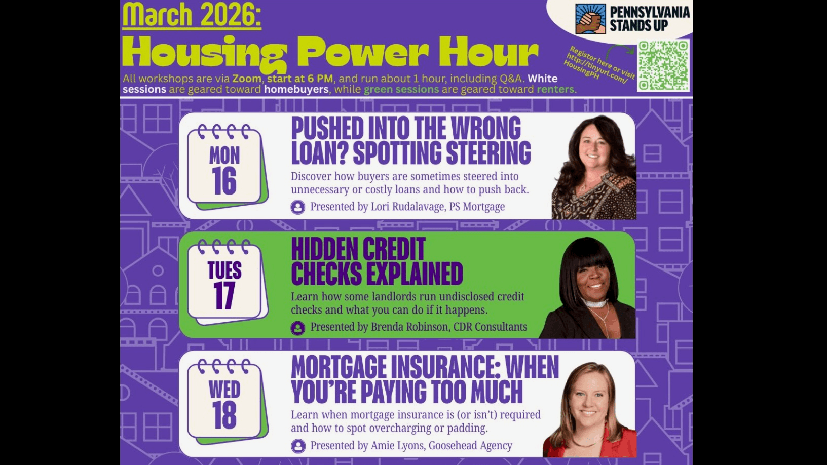 Screenshot: PA Stands Up is hosting daily “Housing Power Hour” learning sessions.