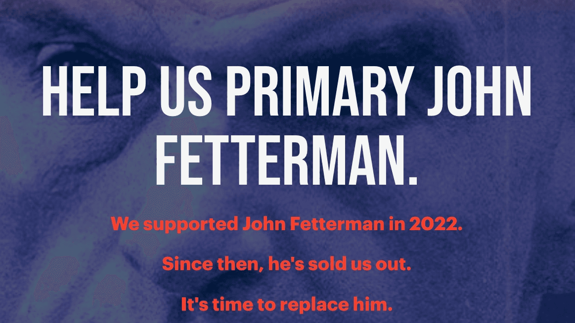 Screenshot: Working Families Party launched a campaign to primary challenge Pennsylvania Senator John Fetterman