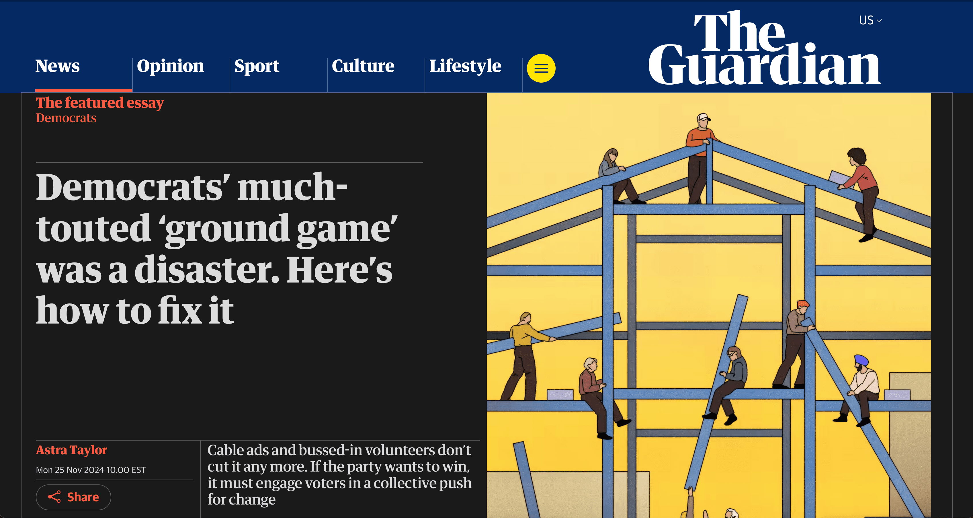 The Guardian – 2024-11-25 – Democrats’ much-touted ‘ground game’ was a disaster. Here’s how to fix it