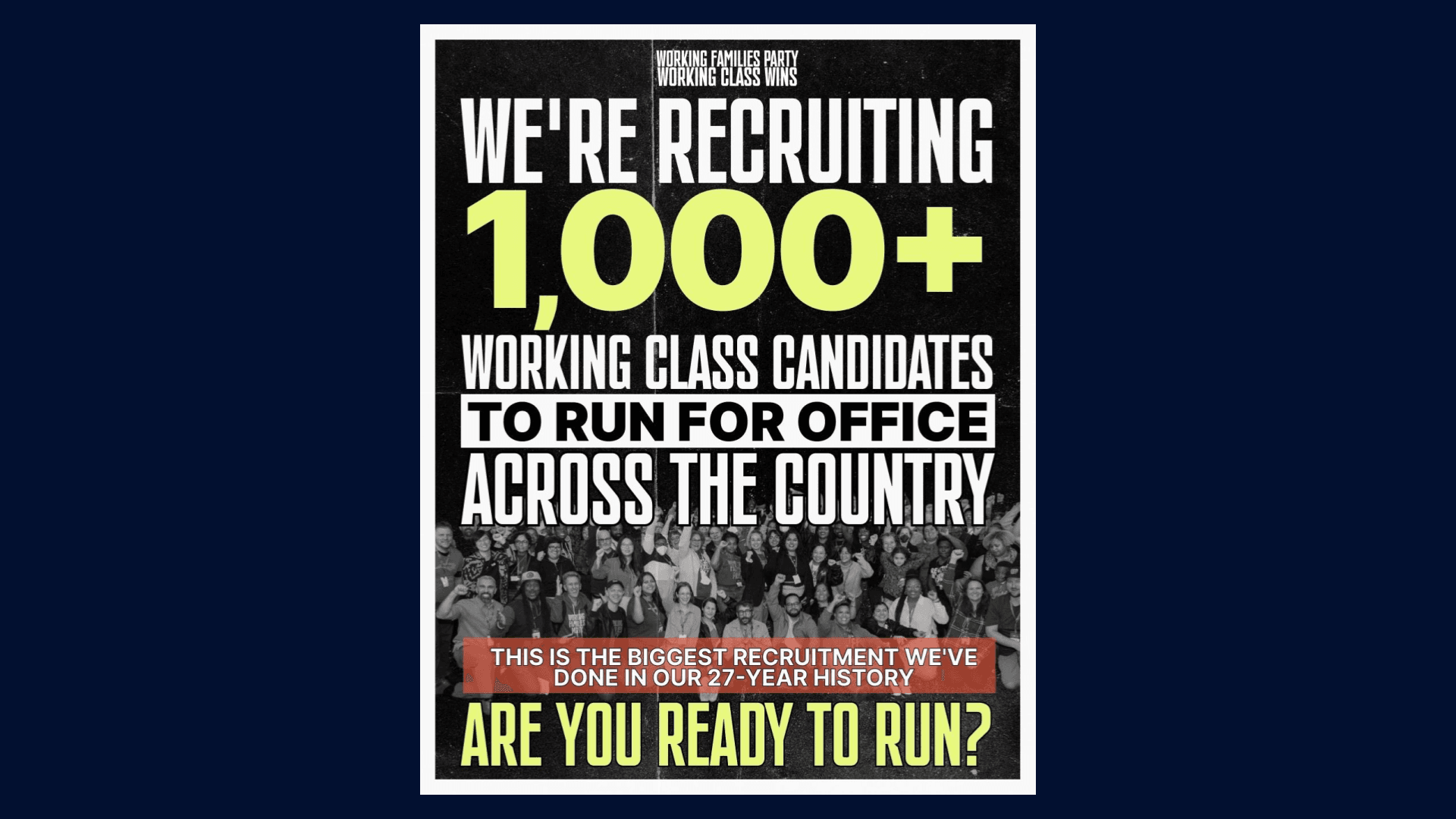 Working Families Party – PAC – National – 2025-03-20 – Working Class Wins candidate recruitment poster