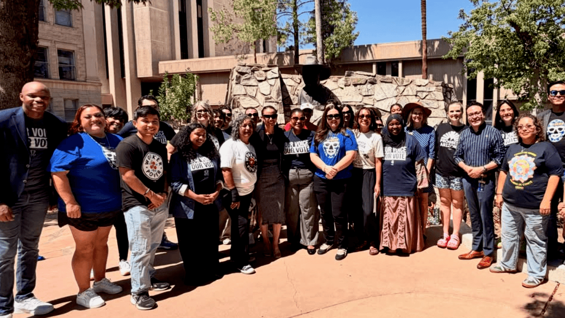 Photo: Activate 48 organizational leaders celebrating their electoral victories the day after Arizona’s July primary.