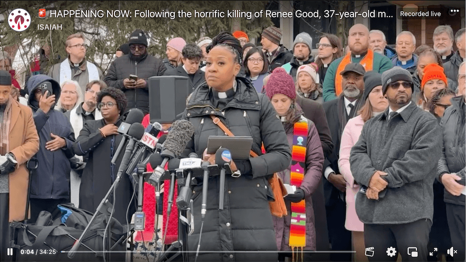 Screenshot: ISAIAH and other MVP partners, holding a press conference calling for removal of ICE from Minnesota