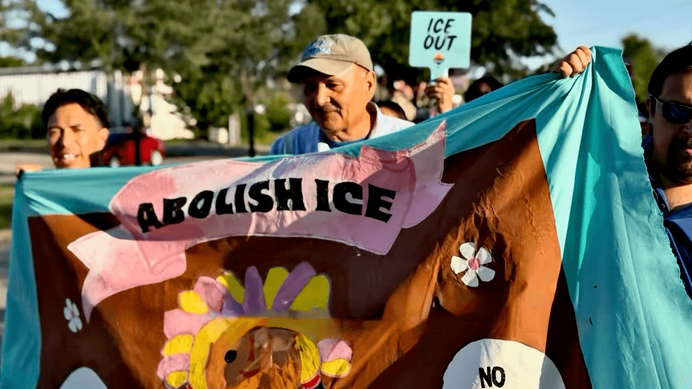 Photo: Texas for All and Workers Defense Action Fund march for immigrant rights in the face of escalating ICE attacks on Texas immigrant communities.