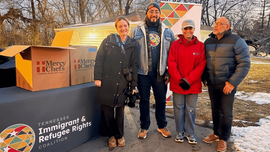Photo: Organizers with the Tennessee Immigrant and Refugee Rights Coalition distribute food after a winter storm.