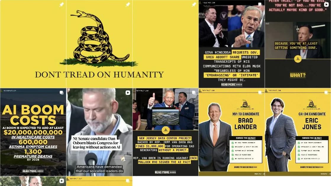 Screenshot: A grid of Instagram posts from MVP partner Political Integrity PAC.